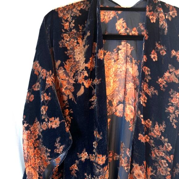 Velvet Floral Boho Kimono Shawl Jacket – Y2K Festival Vibes OS - Picture 4 of 4
